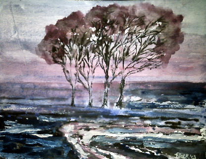 Bomen in aquarel