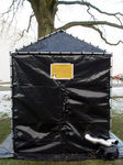 University Twente, Enschede, The Netherlands. After 2.5 hrs of build-up our endeavour gains 3 dimensional shape. Pinhole tent 2x2 m floor-space, 2.5 m height. Expected exposure time: 24 hours. Tuesday, January 25th 2005, 9 days before we leave for China. A series of exposures will be made that will be re-exposed later in parallel nows. Ongoing.