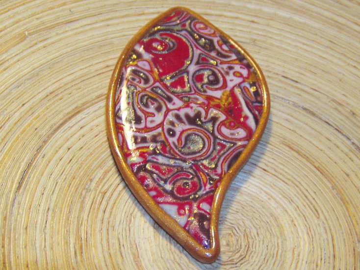 Mokume rood goud hanger