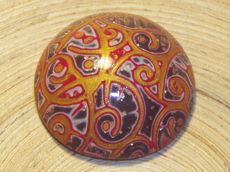 Mokume rood goud ronde hanger