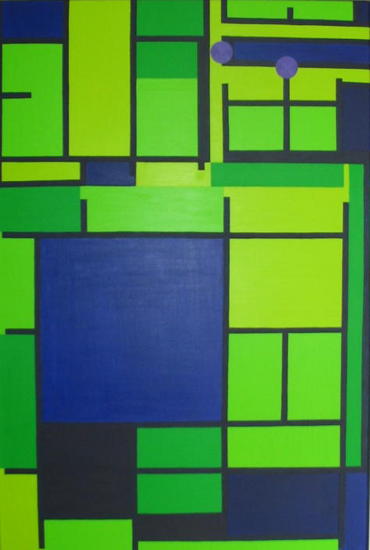 De drooglegging van Modriaan's compositie met rood, geel, blauw en zwart (1921) (The reclamation of Mondrians composition with red, yellow,)