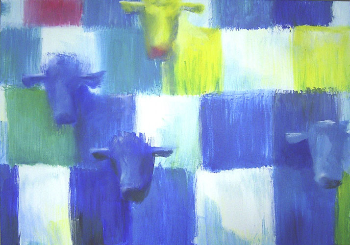 Lakenvelder koeien 1. 100 x 70 cm