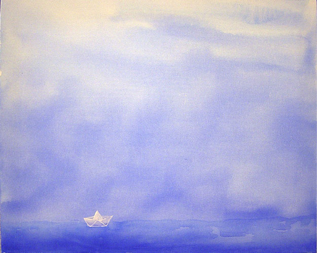 Botter op zee 2. 50 x 40 cm