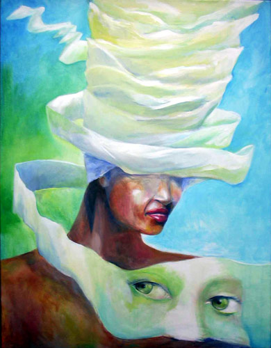 Verborgen vrouw 1. 70 x 90 cm