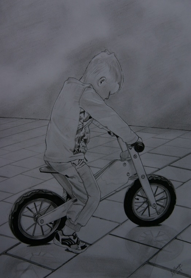 Lars op de loop fiets