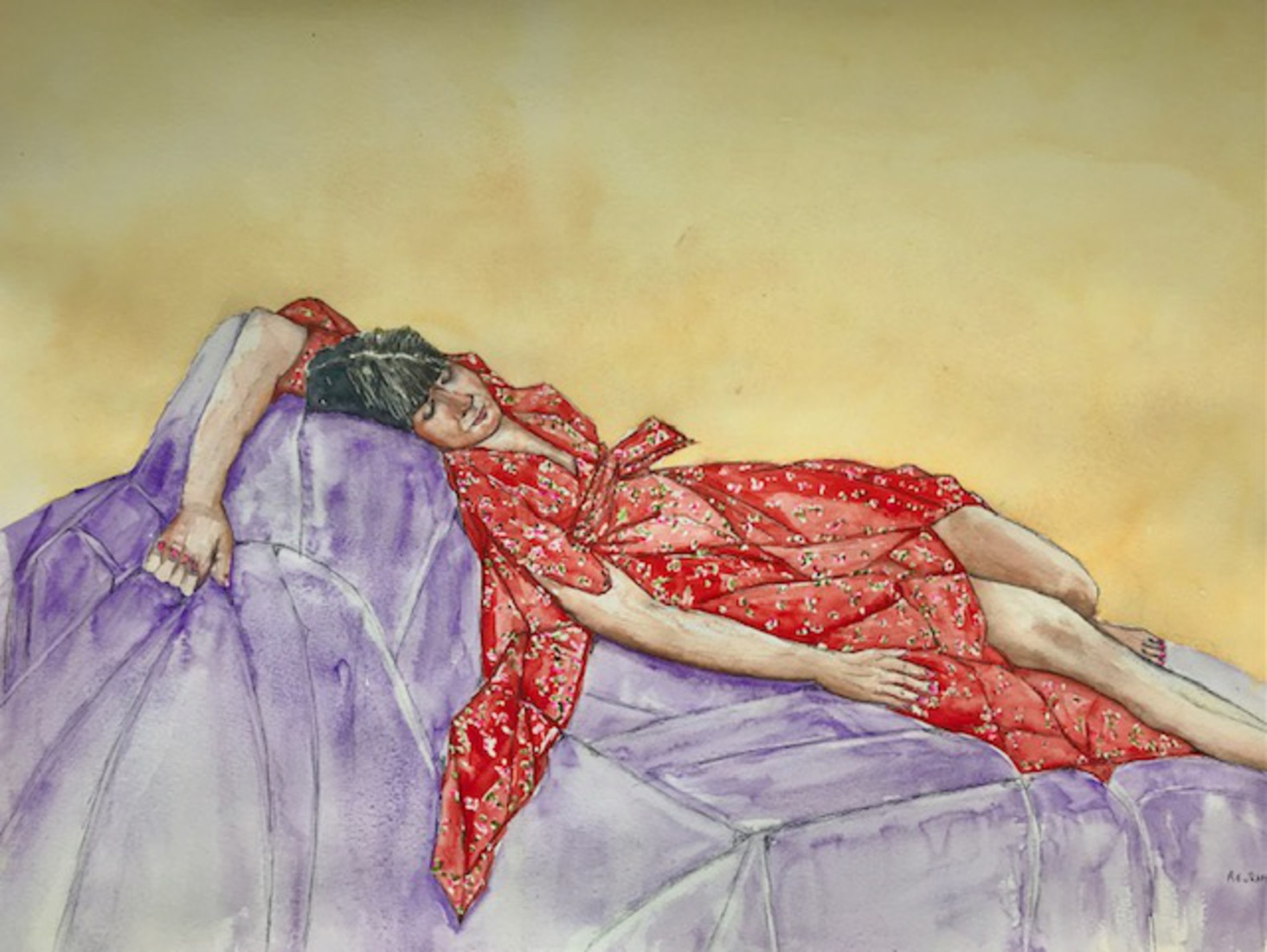 Model in flower kimono