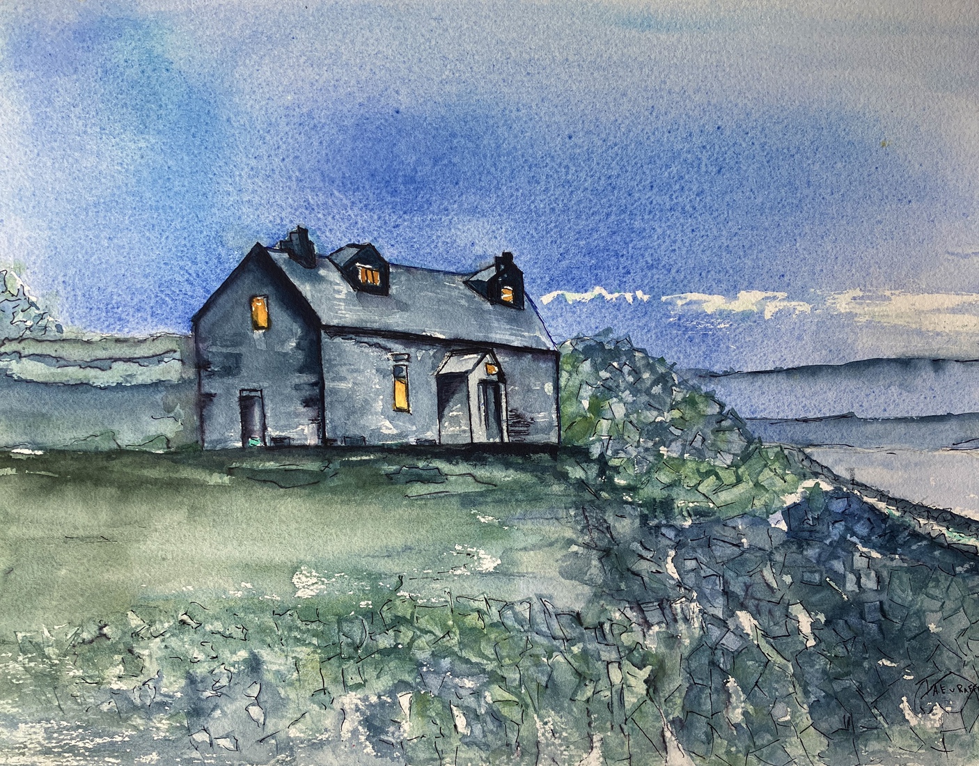 Dark house on the sea