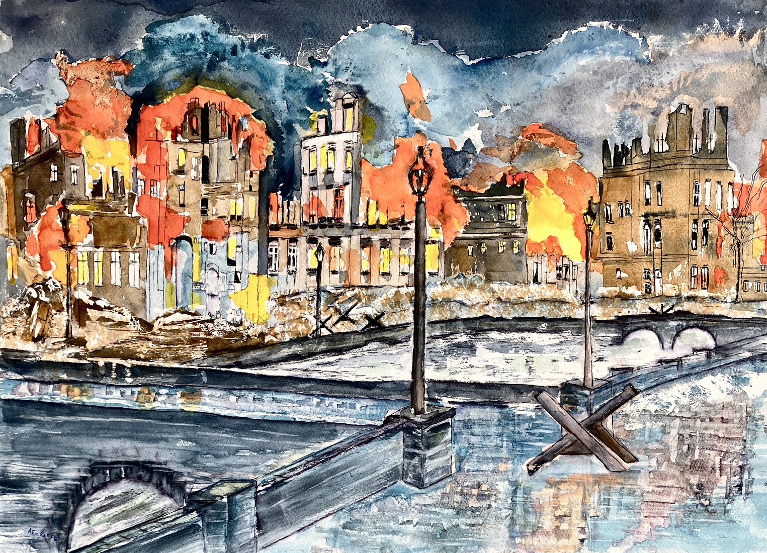 Bombed city