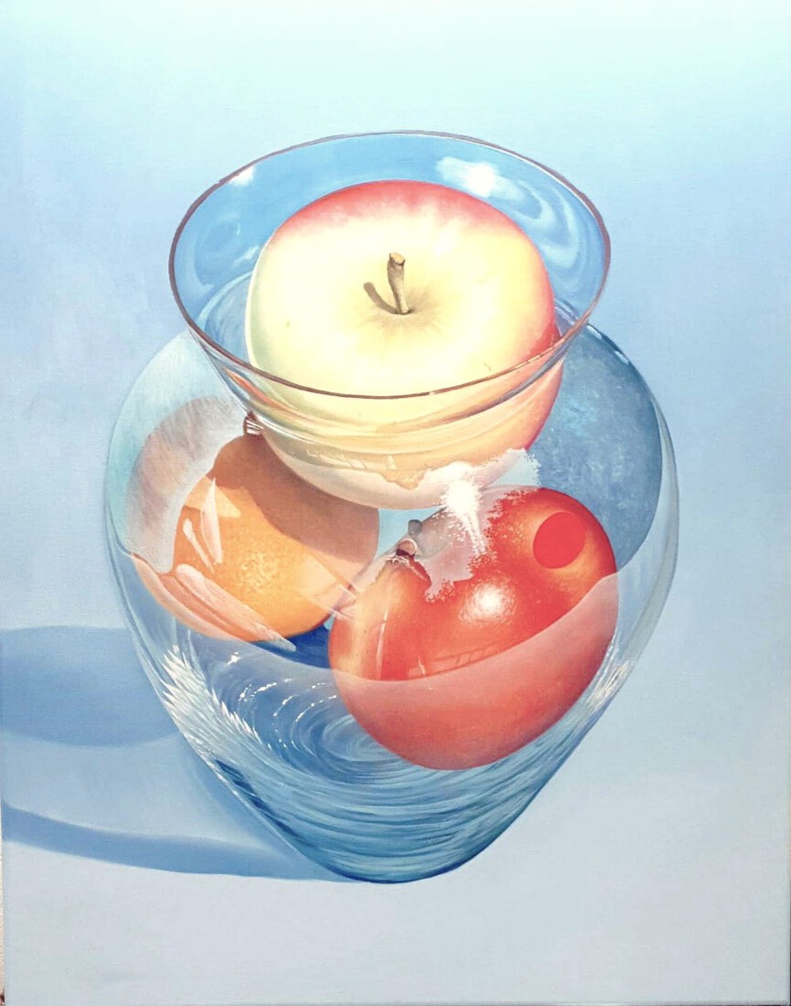 Elstar, vaas met appel en zelfportrtet
