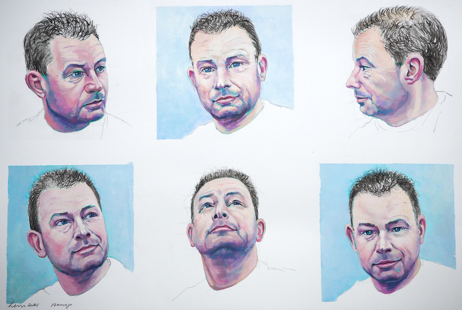 Zes portretten van zoon.