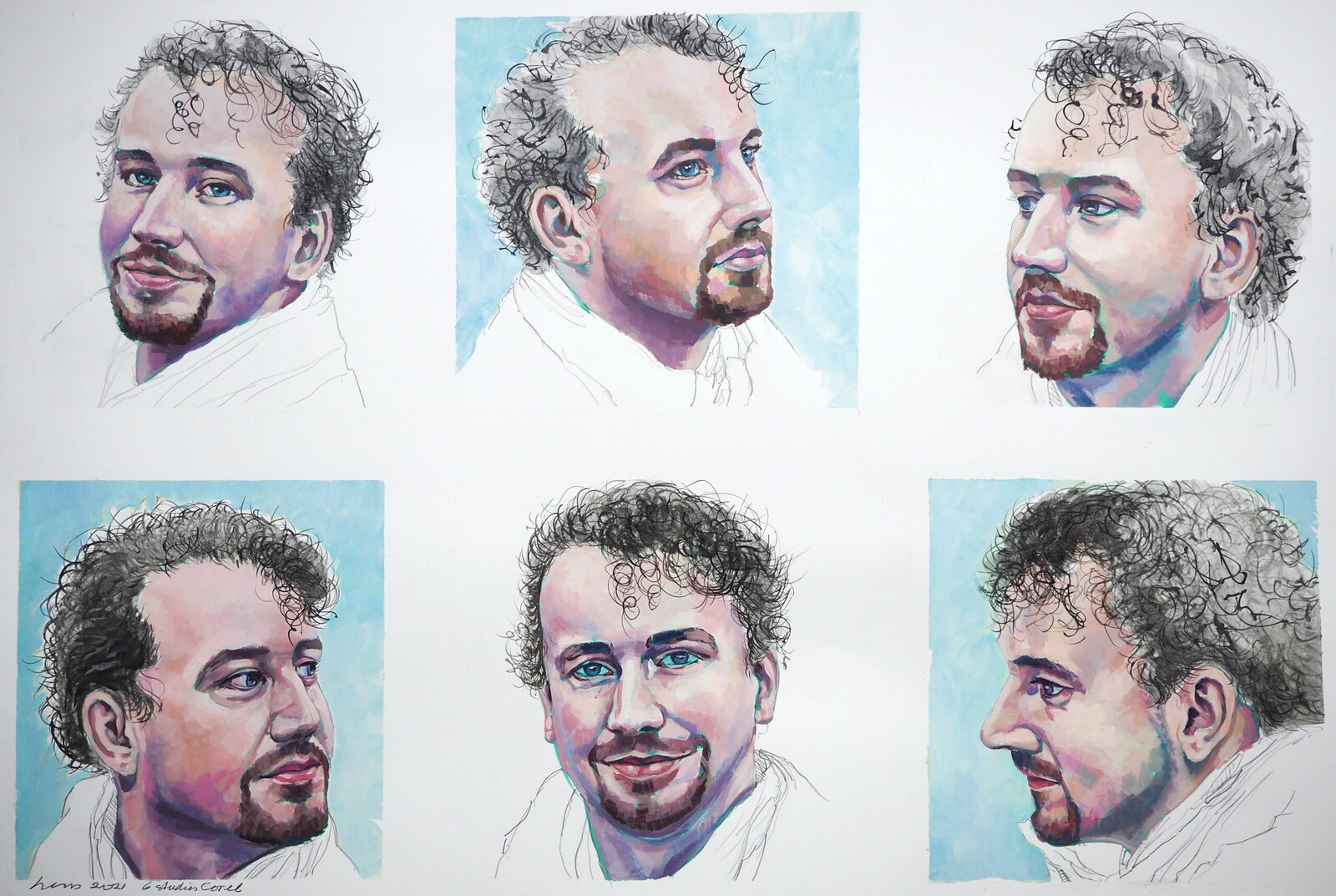 Zes portretten van kleinzoon.