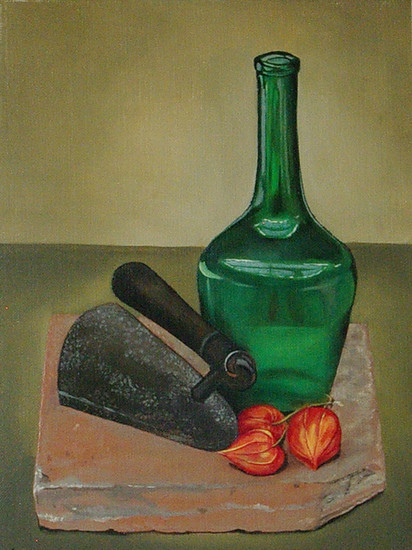 stilleven, mijn eerste olieverf.