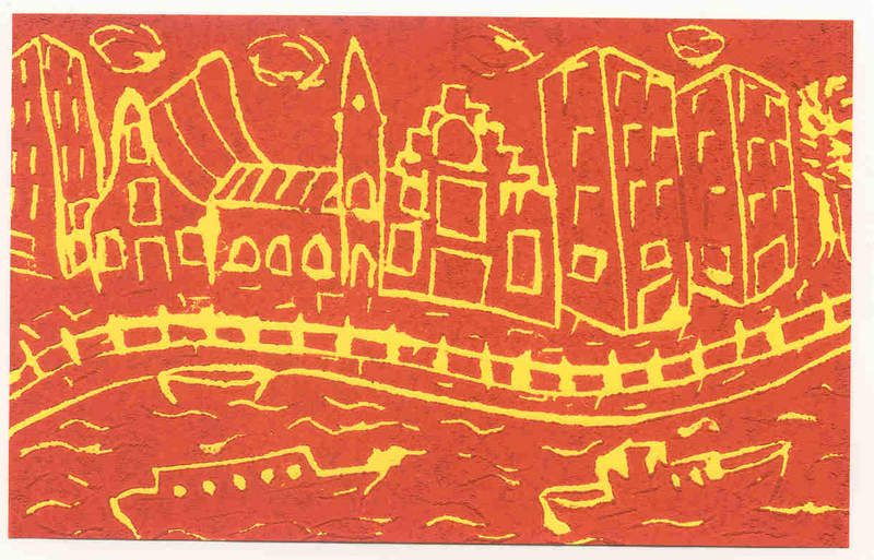 Kerk en bootje-rood