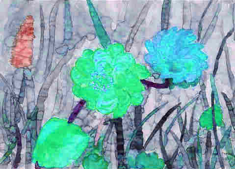 Bloem blauw/groen