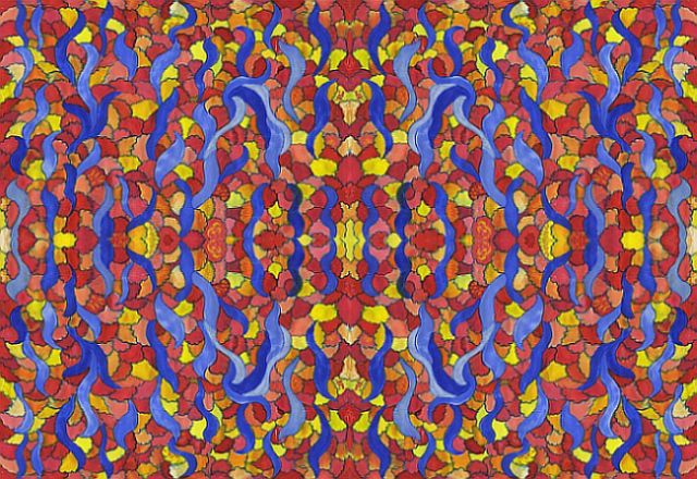 Bloemetjes met blauw 4x
