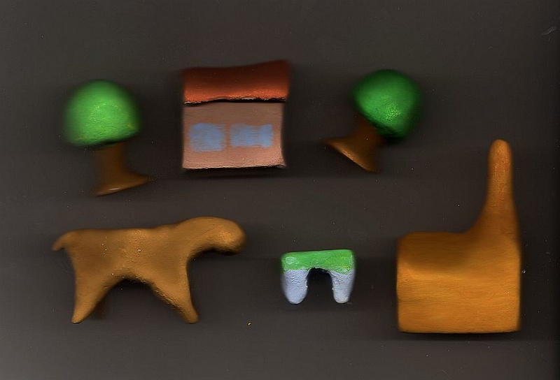 6 geverfde keramiekjes