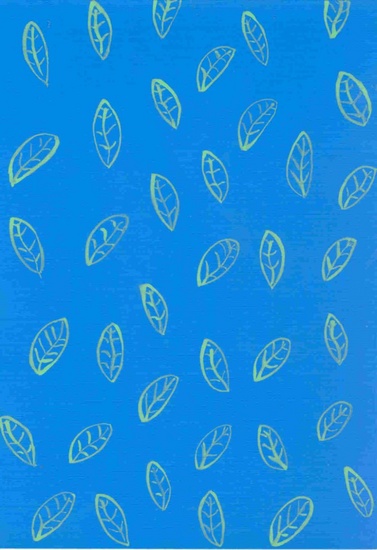 Blaadjes op blauw 4