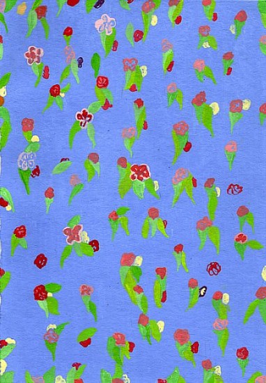 Bloemetjes op blauw