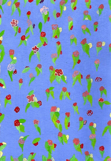 Bloemetjes op blauw 2e scan