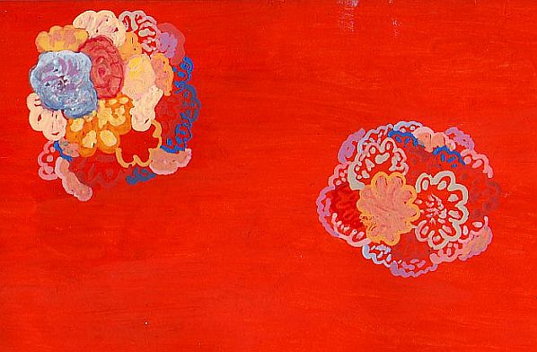 Bloemetjes op rood 1