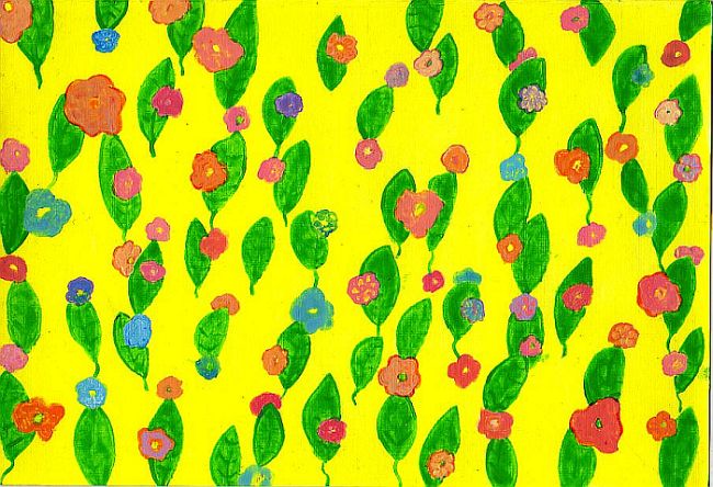 Bloemetjes op geel 2