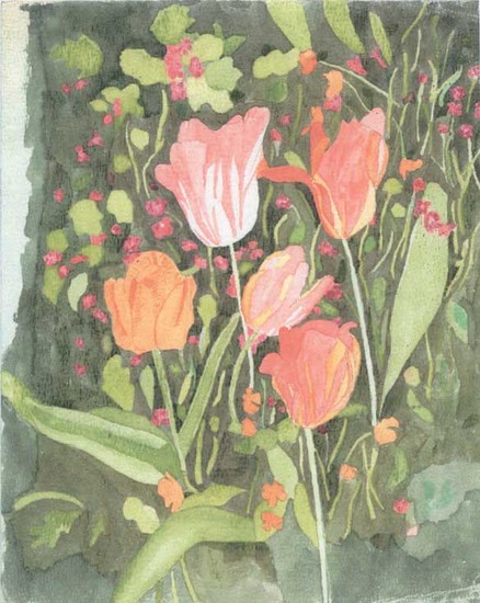 Bloemen tussen groen.