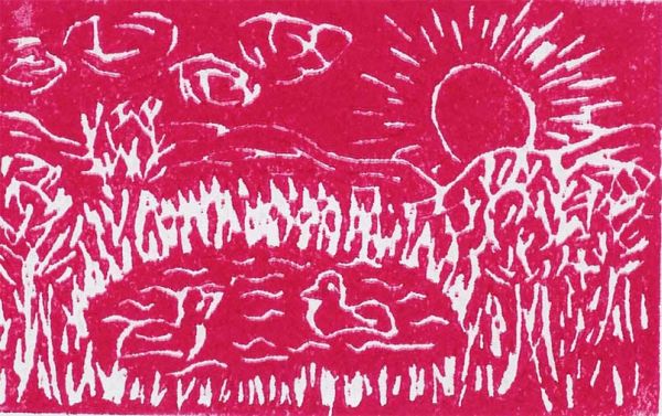 Lino-eendjes-rood