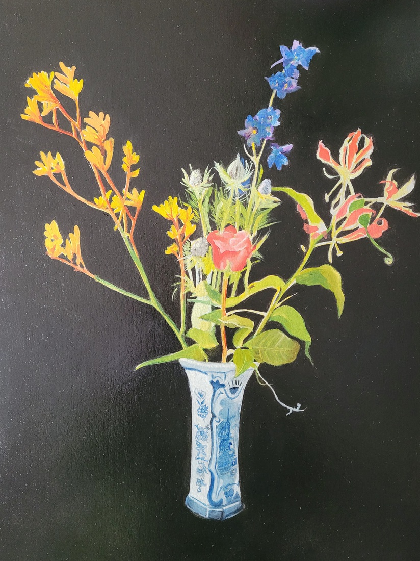 Boeket in Delftsblauwe vaas