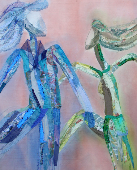 textiel schilderij 'pas de deux`