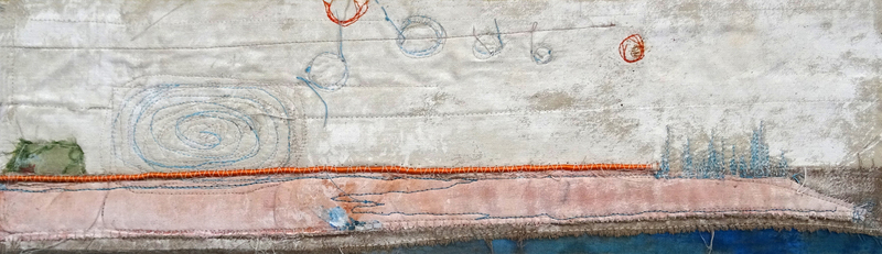 Landschap I - textiel schilderij