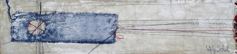 'Landschap II' - textiel schilderij