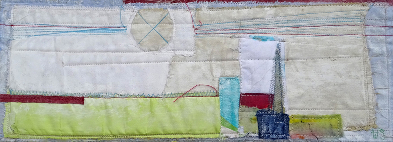 'Landschap III' - textiel schilderij