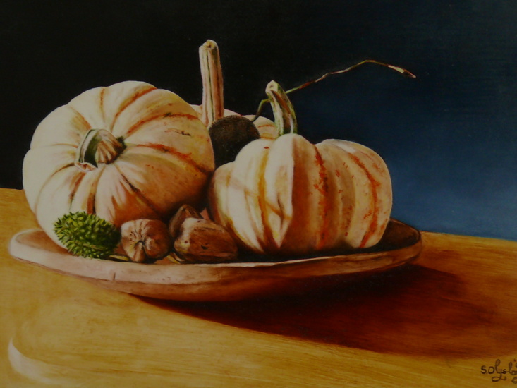 pompoenen op stenen schaal