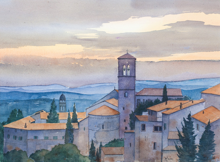 Assisi bij avondlicht