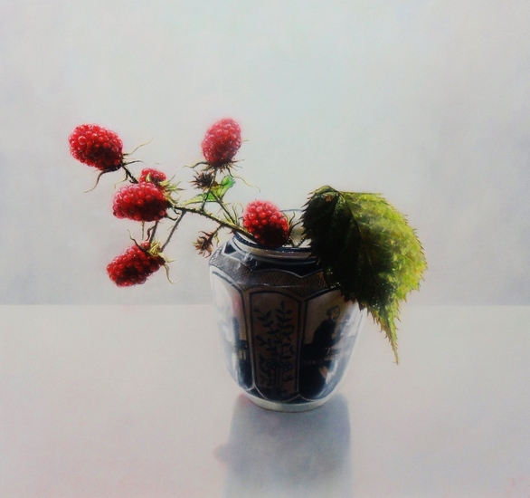 Framboos op blauw Chinees