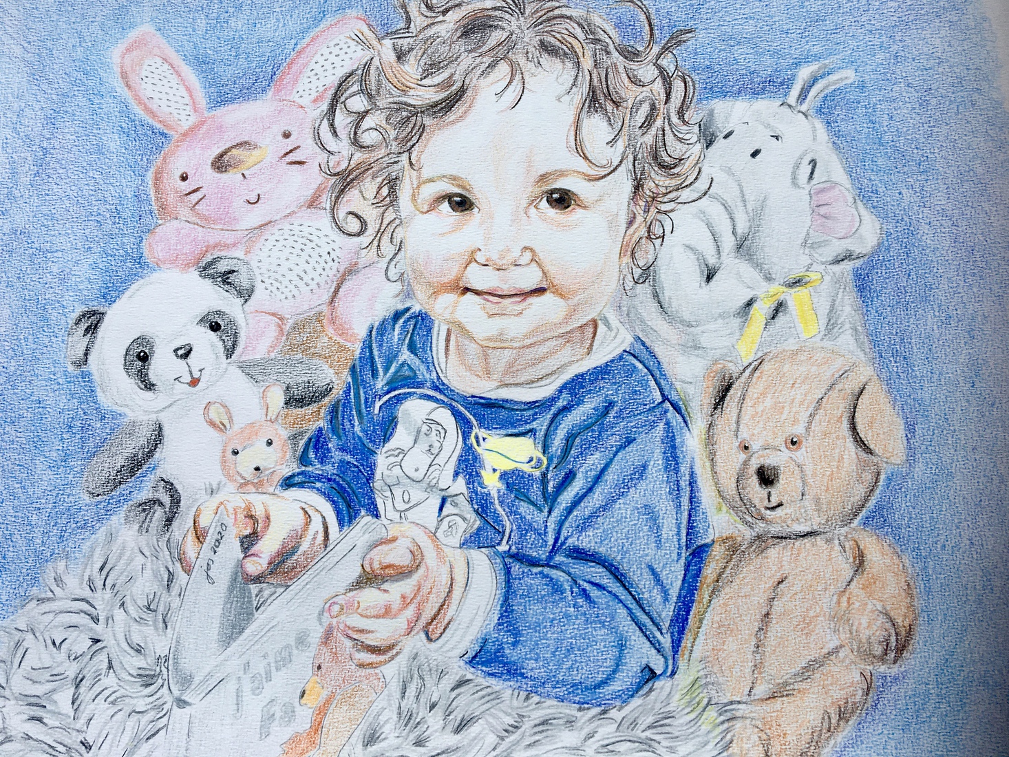 Anouk tussen haar knuffels
