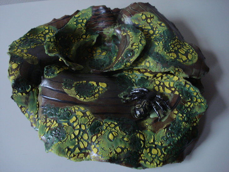 elfenbankje met spin