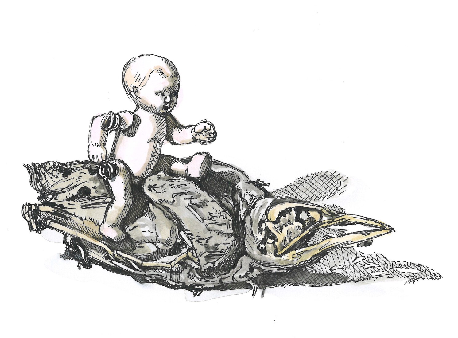 Poppetje met vogelskelet ( detail ) 2