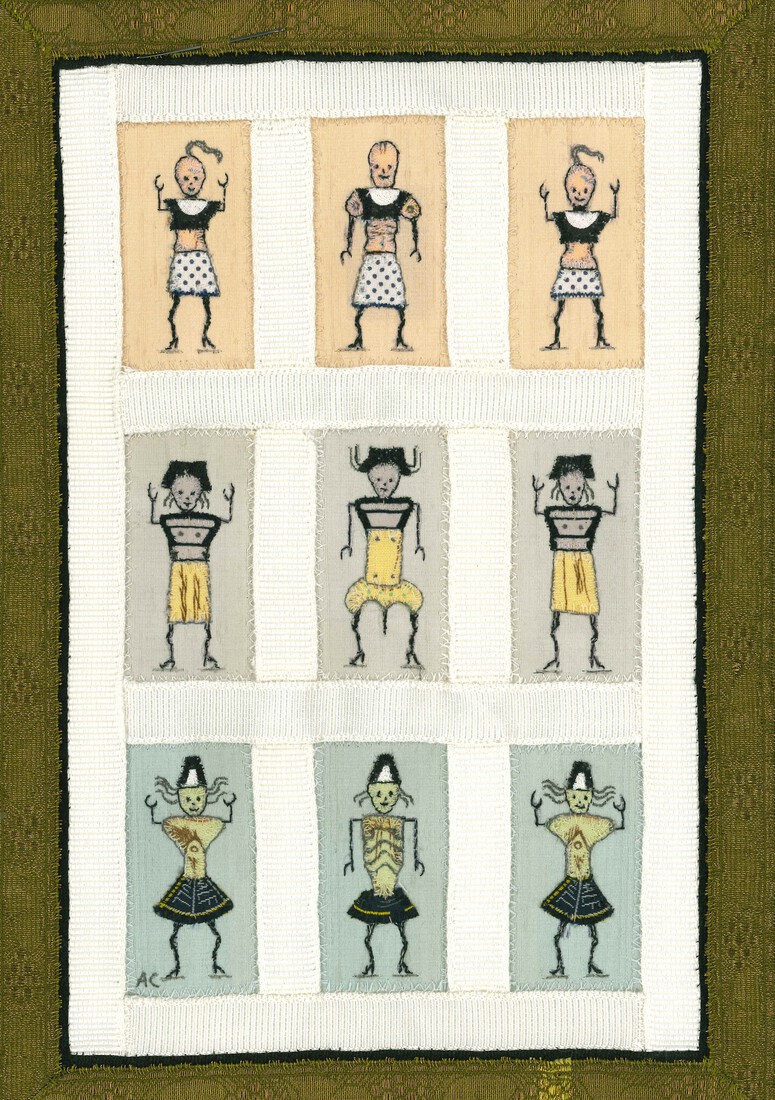 Lapjeswerk met 9 figuurtjes