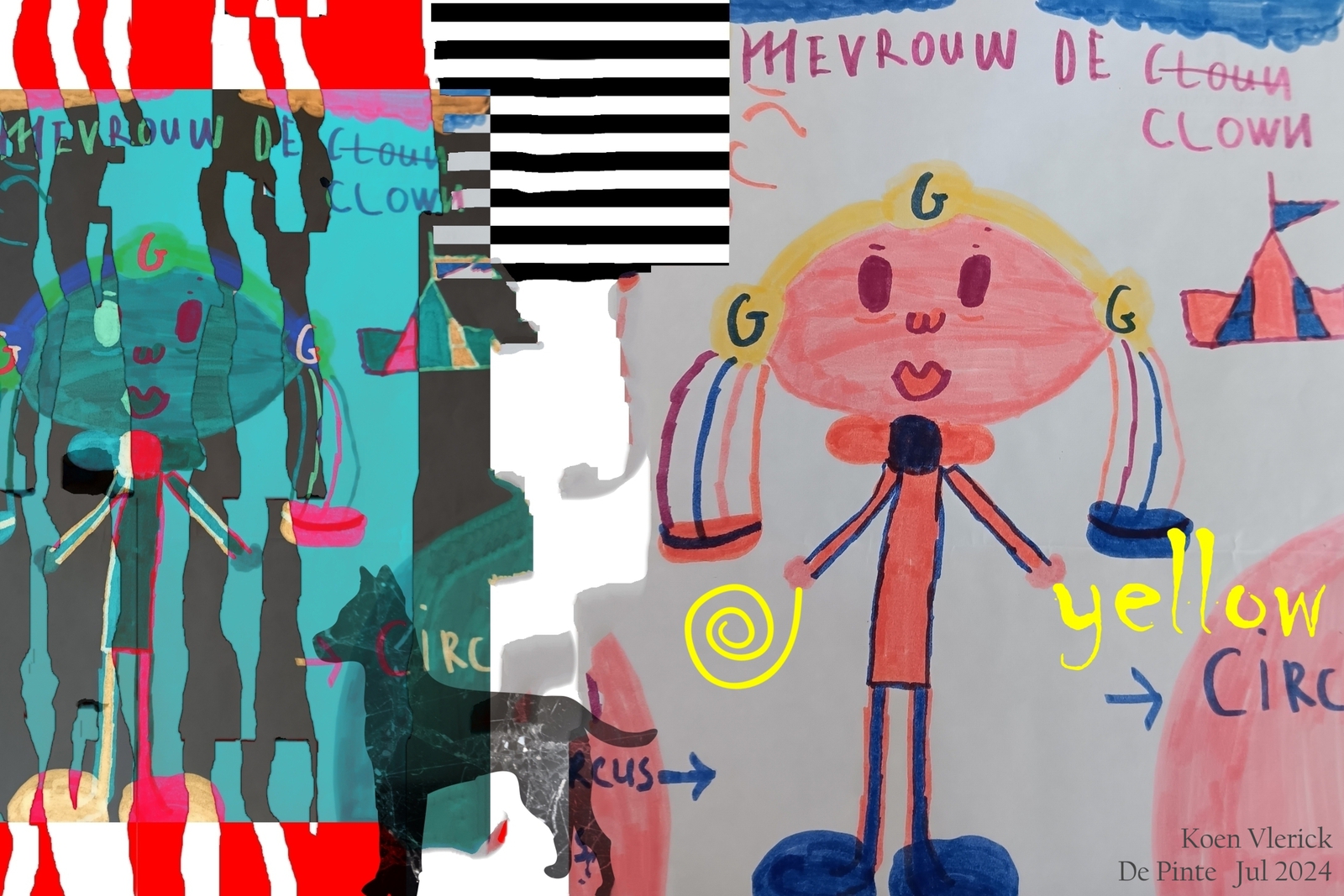 MEVROUW DE CLOWN MET HOND & YELLOW