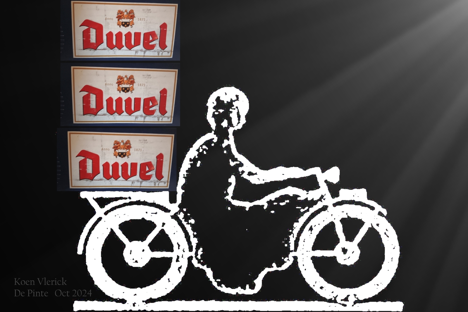 DUVEL MAN ON A MOTORCYCLE