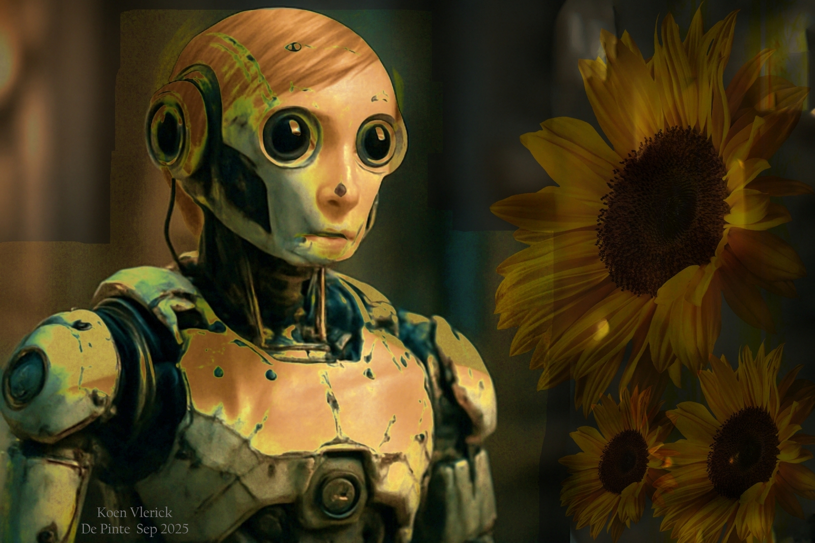 robot ft. sunflowers