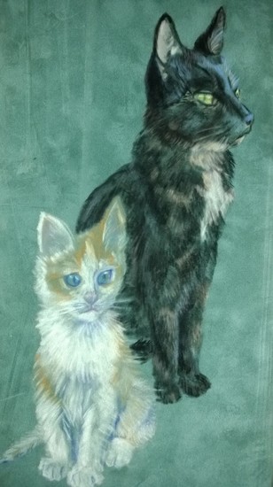 moederpoes met kitten