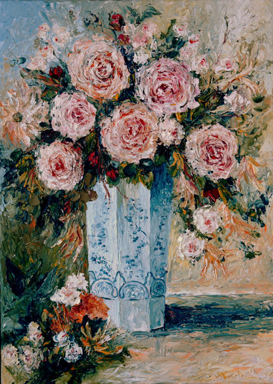 Rozen in Delfts blauwe vaas