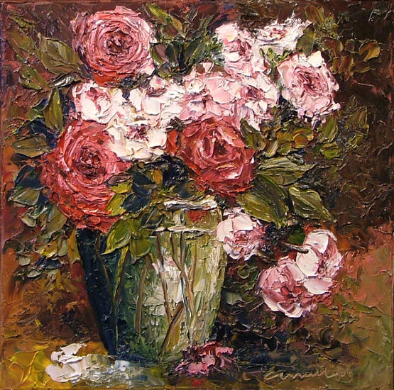 rozen in glazen vaas