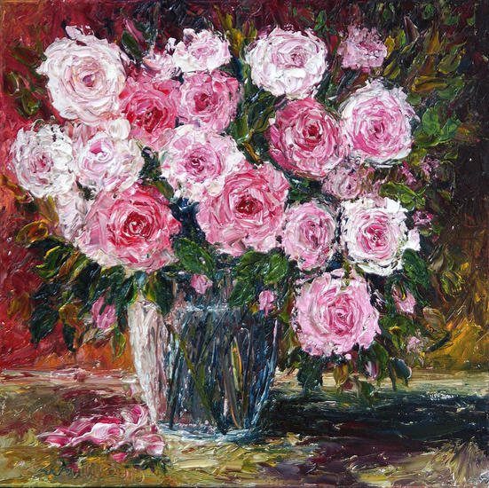 Engelse rozen in vaas