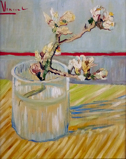 Bloeiende Amandeltak in glas