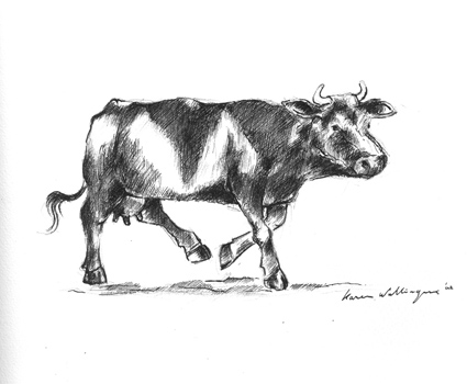Schets 'Lopende koe'