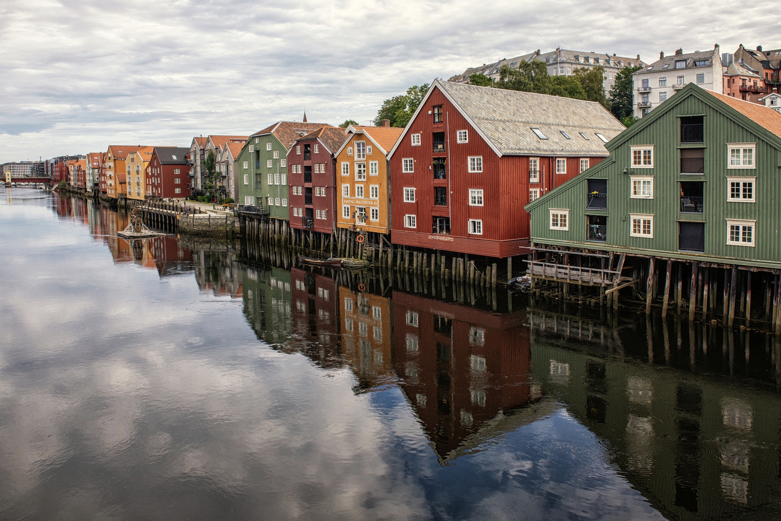 Houten huizen in Trondheim