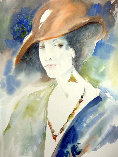 Dame met bruine hoed